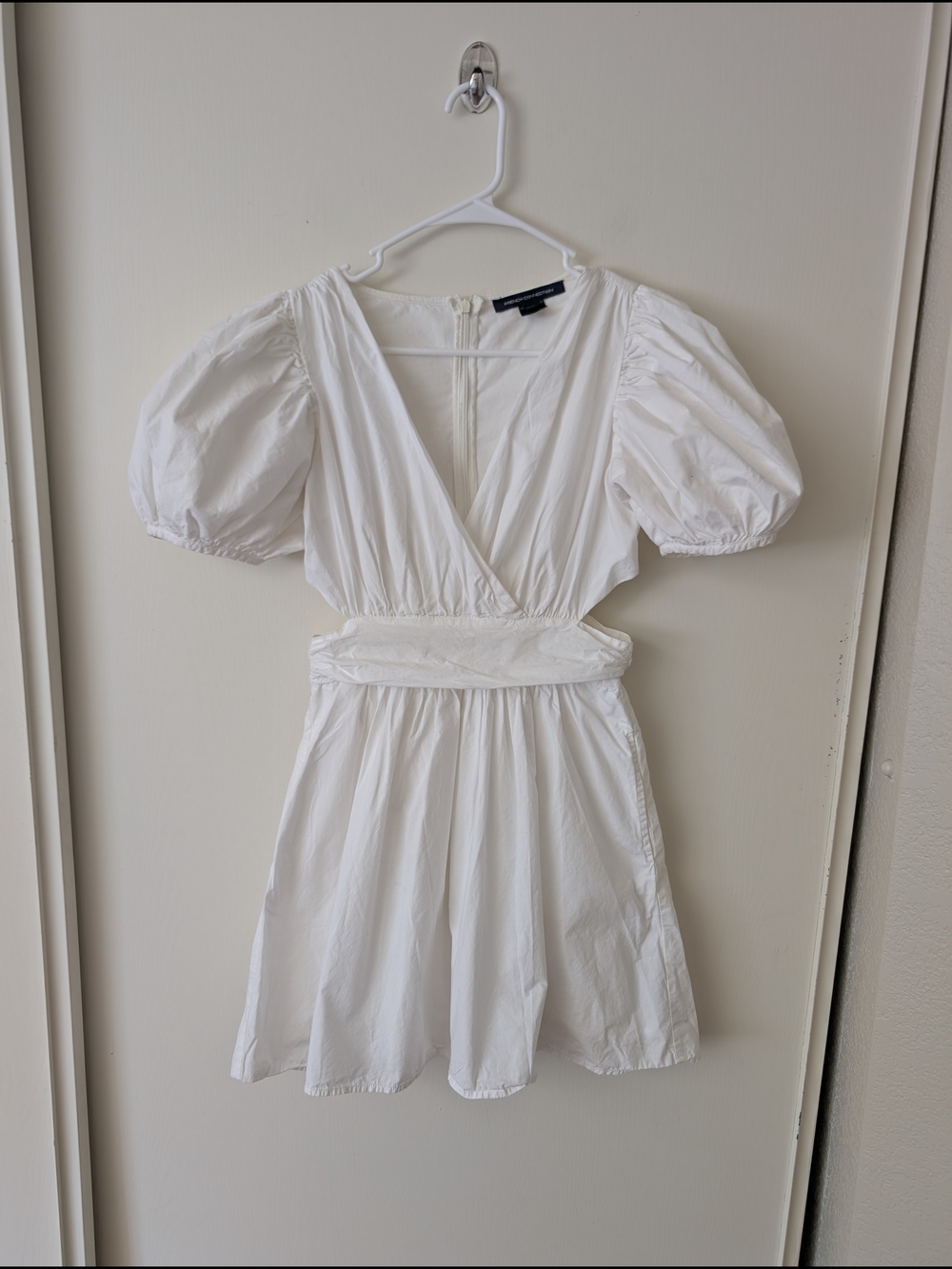French Connection Womens 6 Rhodes Cotton Mini Dress White Cutout Cottage Classic